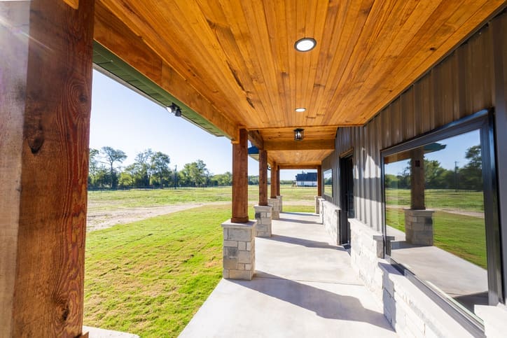 Covered patio with custom millwork columns